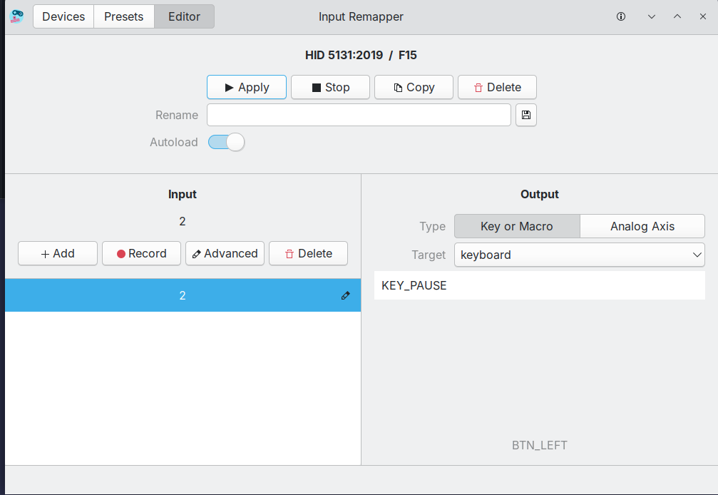 Editor tab showing mapping interface