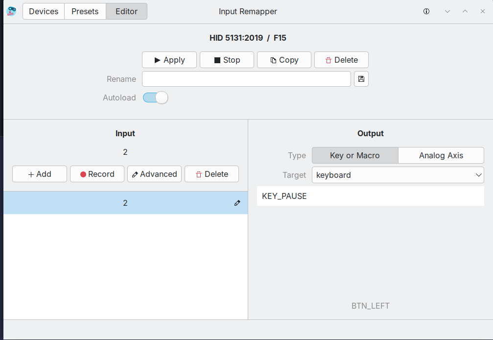 Recording input button